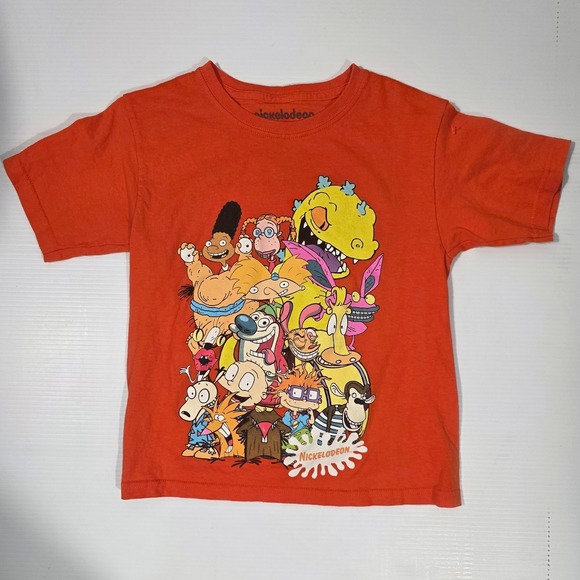 Nickelodeon Other - Nickelodeon 90s Characters Graphic Tee Orange Cotton Small Rugrats Hey Arnold